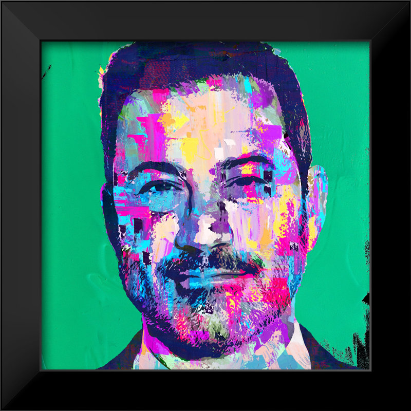 Jimmy Kimmel, art giclée sur papier avec cadre noir carré, H 18 po x l 18 po x P 2 po