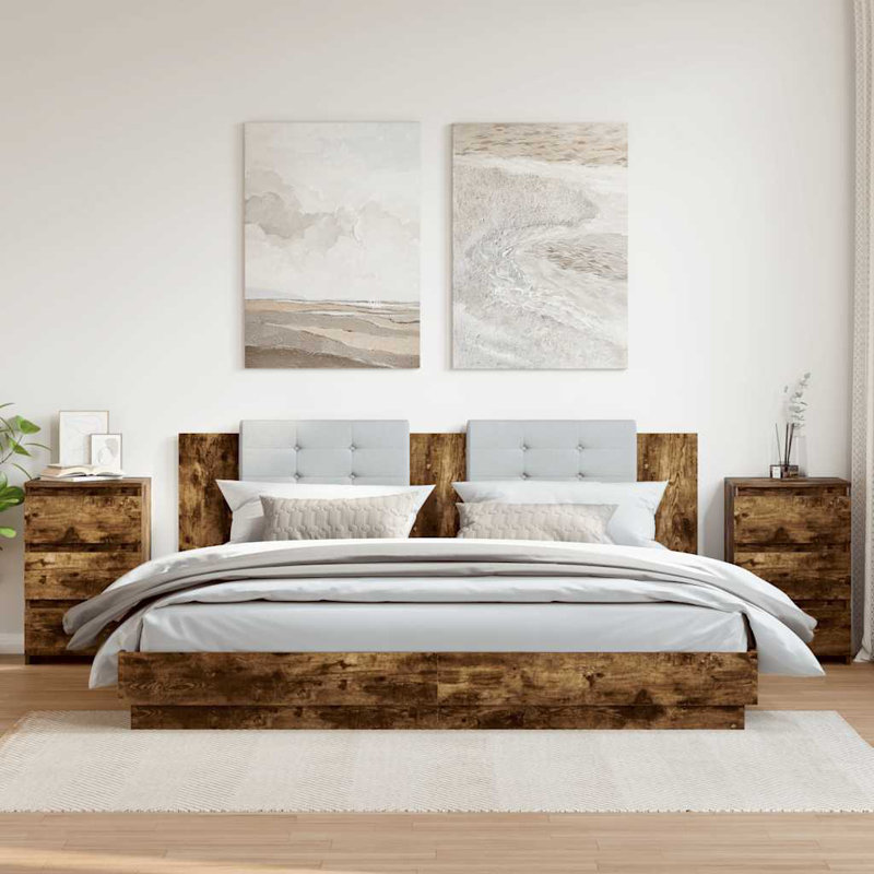 Cowlic Bed Cabinet 40x35x62.5 cm Engineered Wood, Brown, 2