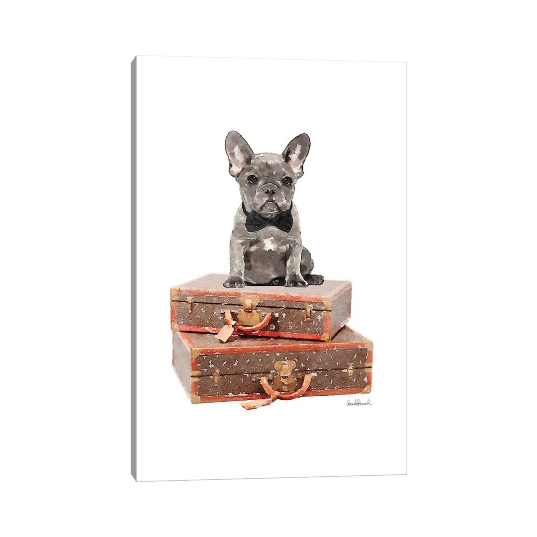 Leinwandbild Luggage Grey Frenchie von Amanda Greenwood