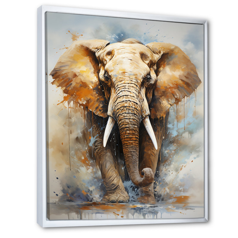 Magnifique portrait d'éléphant I, H 20 po x l 12 po x P 1 po, Cadre flottant blanc