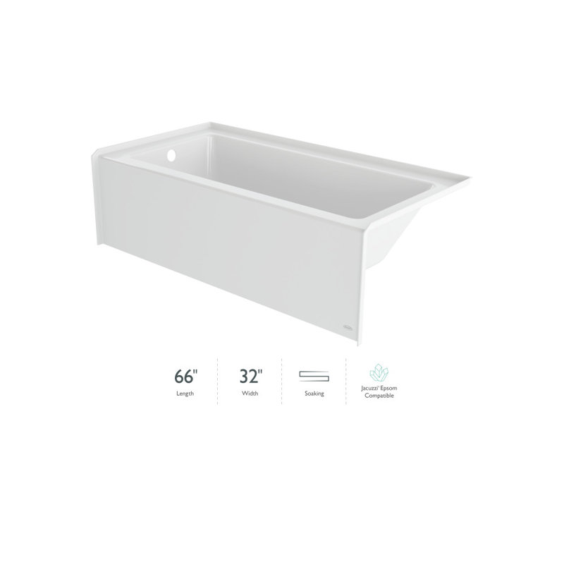SIGNATURE® Rectangle Flat Front 6632 Skirted Soaking LH Access Panel Oyster, Left, White