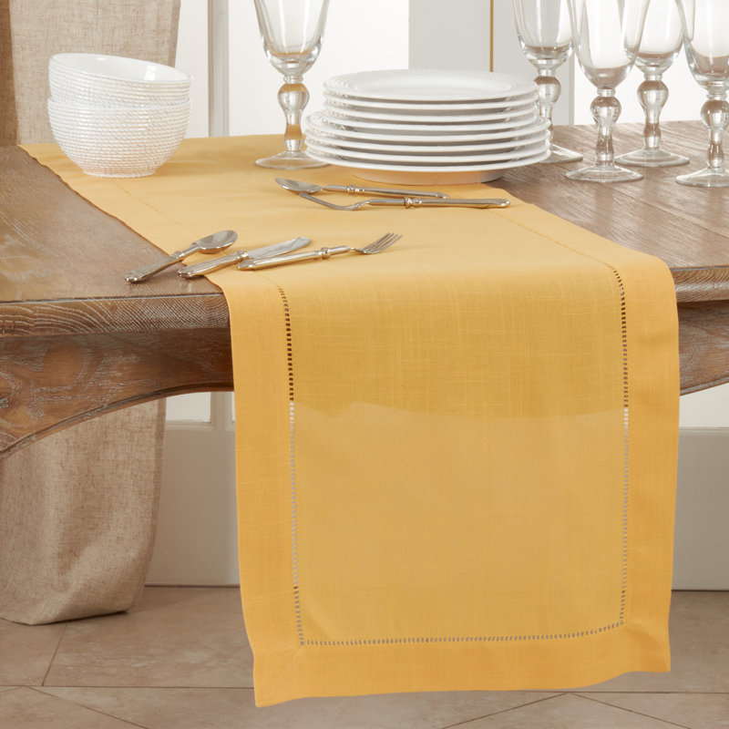 Emmeline Solid Color Table Runner, 120" L x 16" W, Black