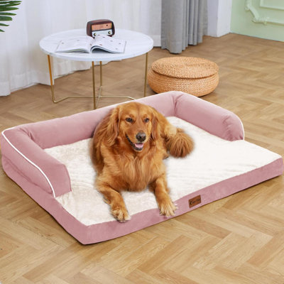 Lits orthopédiques pour chien de très grande taille, lits pour chien imperméables de grande taille, lit pour chien en mousse à mémoire de forme avec traversin confortable, housse lavable amovible et dessous antidérapant (très grand)