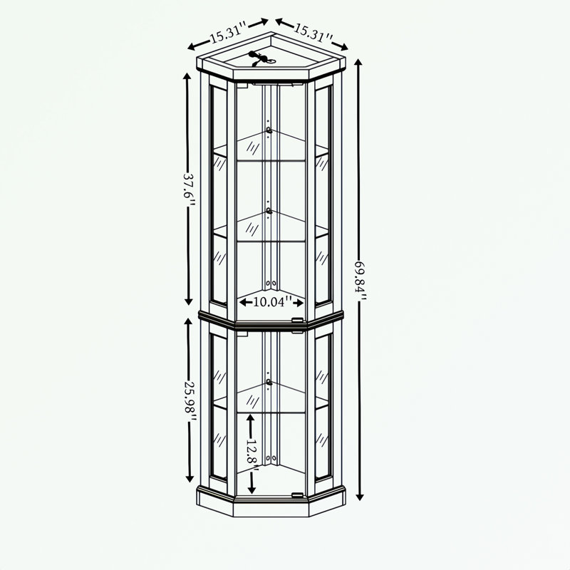 Corner Lighted Curio Cabinet Corner Glass Cabinet, Antique White