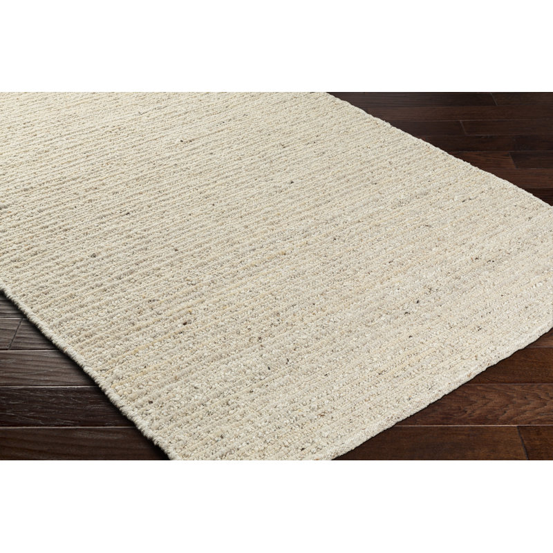 Miramar Wool Striped Area Rug in Beige, Rectangle 6' x 9'
