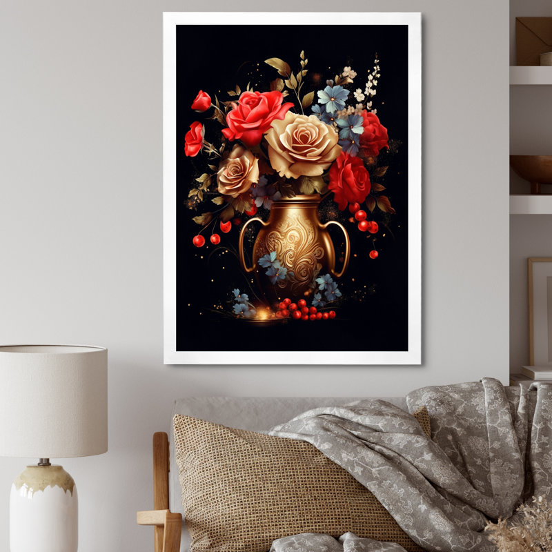 Nature morte avec bouquet de sérénité I, H 40 po x l 30 po x P 1,5 po, Cadre photo blanc