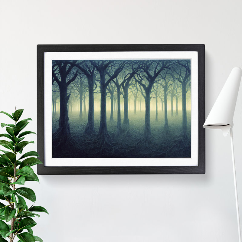 Dreamy Forest - Single Picture Frame Print, Black, 46cm H x 64cm W
