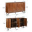 Armoire de rangement de style Mid-Century 59 po Aukfa, buffet en bois avec portes géométriques, pieds en métal pour le salon / entrée, noyer