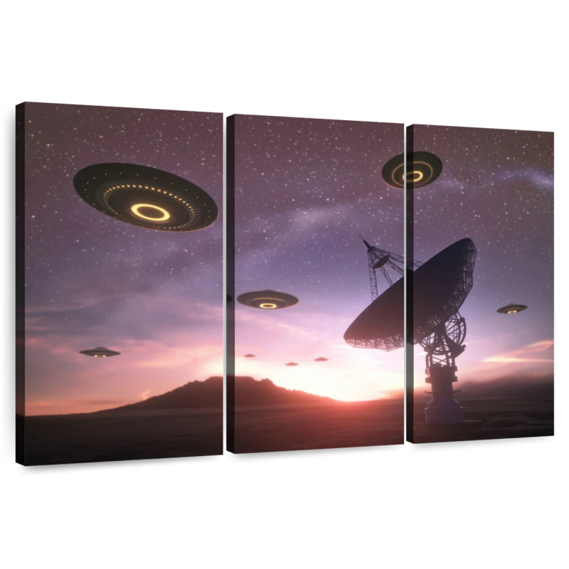 Kelan Alien Spaceships, 48" H x 74" W