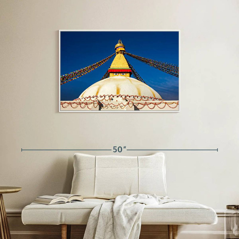 Boudhanath Stupa, Cadre flottant blanc, 37 po x 25 po
