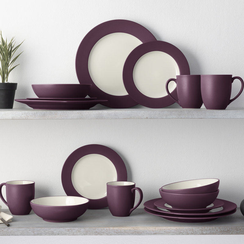 Noritake Colorwave 16-Piece Rim Dinnerware Set, Service for 4, Burgundy