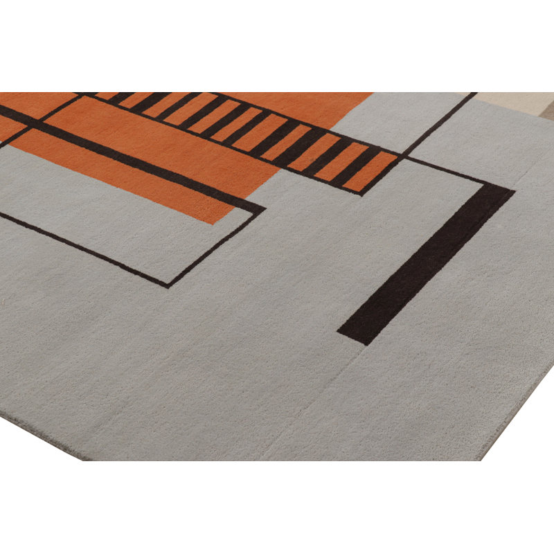 Rug & Kilim’S French Art Deco Style Rug In Blue & Beige With Geometric Patterns