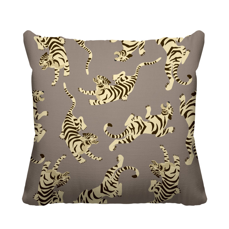 Outdoor Reversible Throw Pillow, Biege, 19W" x 19H"
