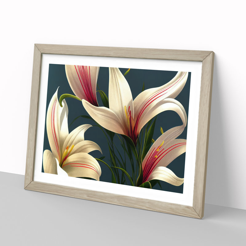 Bold Lily Flowers - Single Picture Frame Print, Oak Framed, 46cm H x 64cm W x 2cm D
