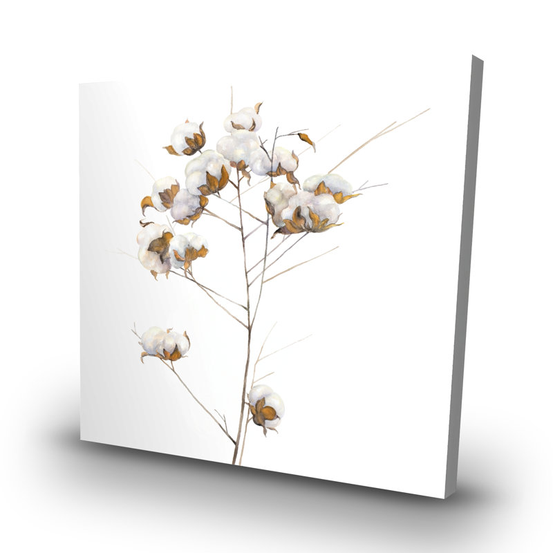 Cotton flowers branch - 32"x32" art on canvas