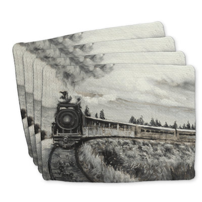 Steam Engine Train Braided Polyester Placemats Set of 4
