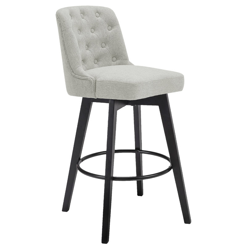 Ensemble de 2 tabourets de bar pivotants à hauteur de comptoir de 30 po avec dossier bas et repose-pieds capitonnés Minceta, tissu de performance pour îlot de cuisine