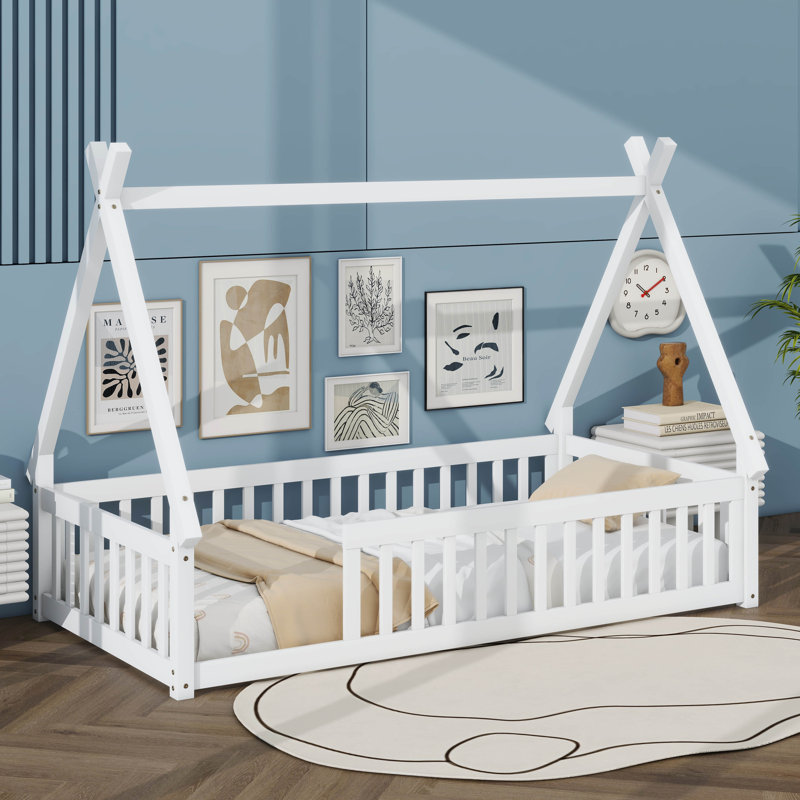 Lit plateforme Aggappora, Blanc, Lit simple