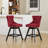 Swivel Velvet Barstools Set Of 2 With Button Tufted Decoration And Wooden Legs-2070239193