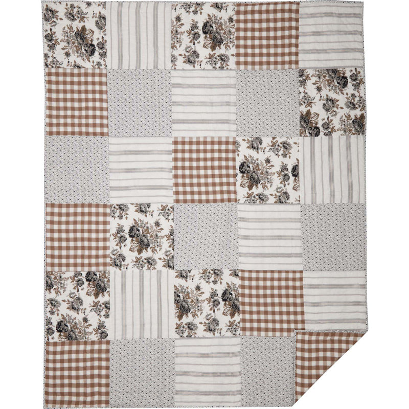 Annie Floral Standard Reversible Single Piece Quilt, Portabella, Twin Quilt