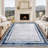 Modern Bordered Area Rugs Living Room Distressed Carpet Non Slip Low Pile Accent Rug for Dining Room Home Office Nursery-1409592621-1409592623