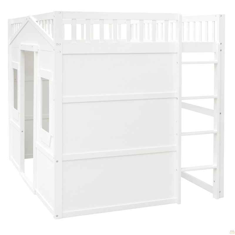 Lit mezzanine pleine grandeur avec échelle, White