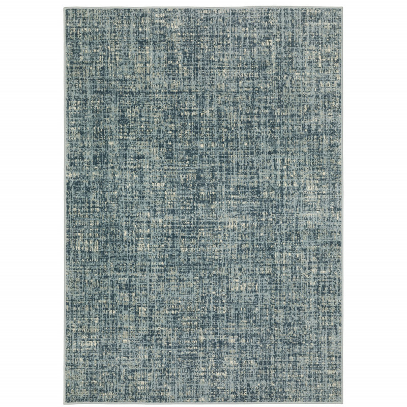 Tapis rayé bleu / gris Matsumura, Rectangle 3 pi 3 po x 5 pi