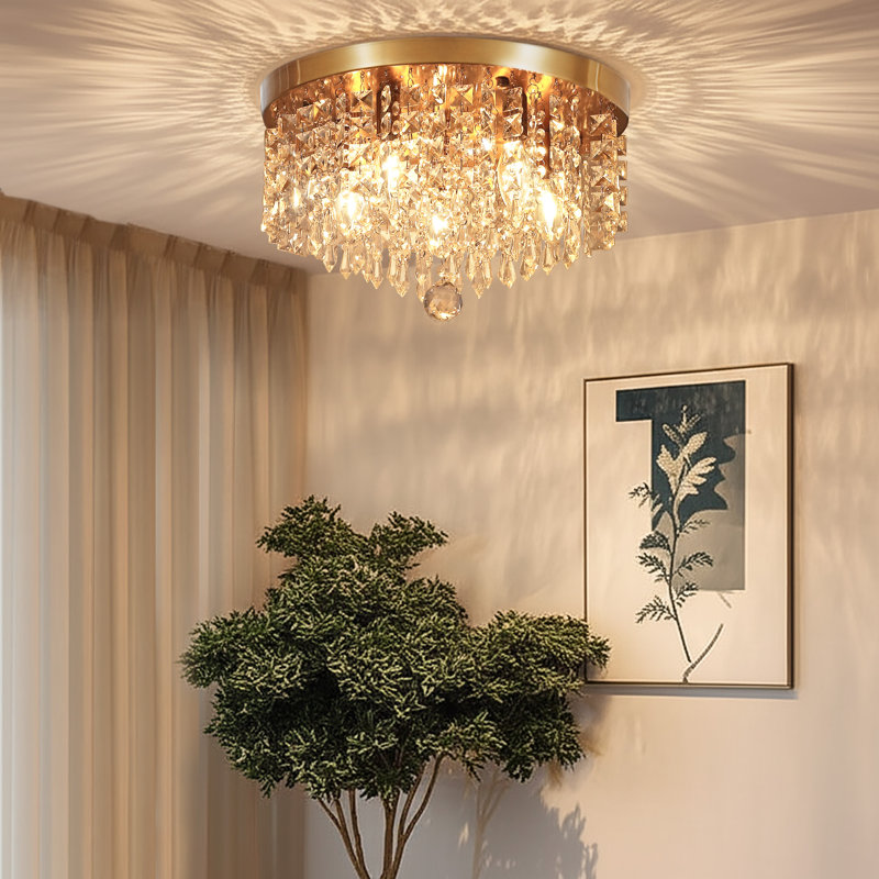 Lustre 5 lumières en cristal 15 "Glam, Doré