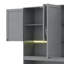 Lit escamotable mural simple avec armoire supérieure, tablettes, lumière et USB-236250986