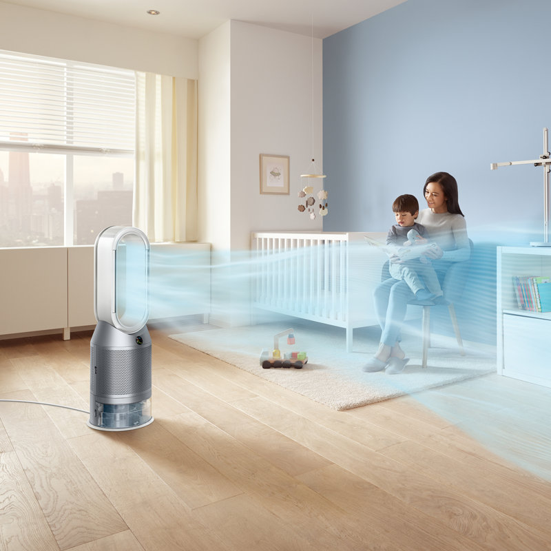 White and Silver Smart Air Purifier with HEPA Filter