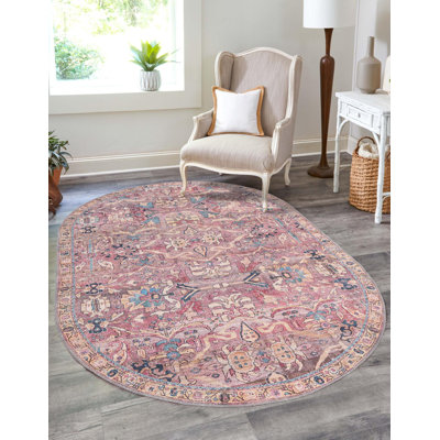 Washable Floral Indoor Rug