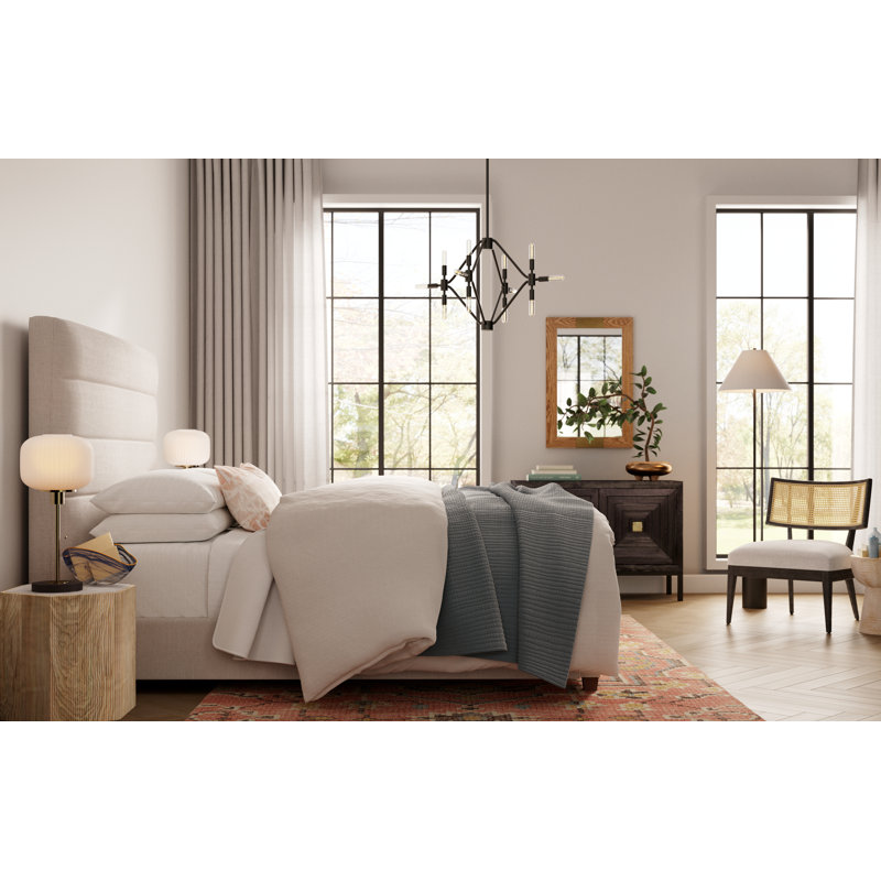 Mcgee Upholstered Platform Bed, Queen, Cambric Ivory