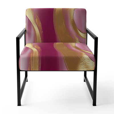 Mowatt Mettalic II - Upholstered Pink And Gold Glam Accent Arm Chair