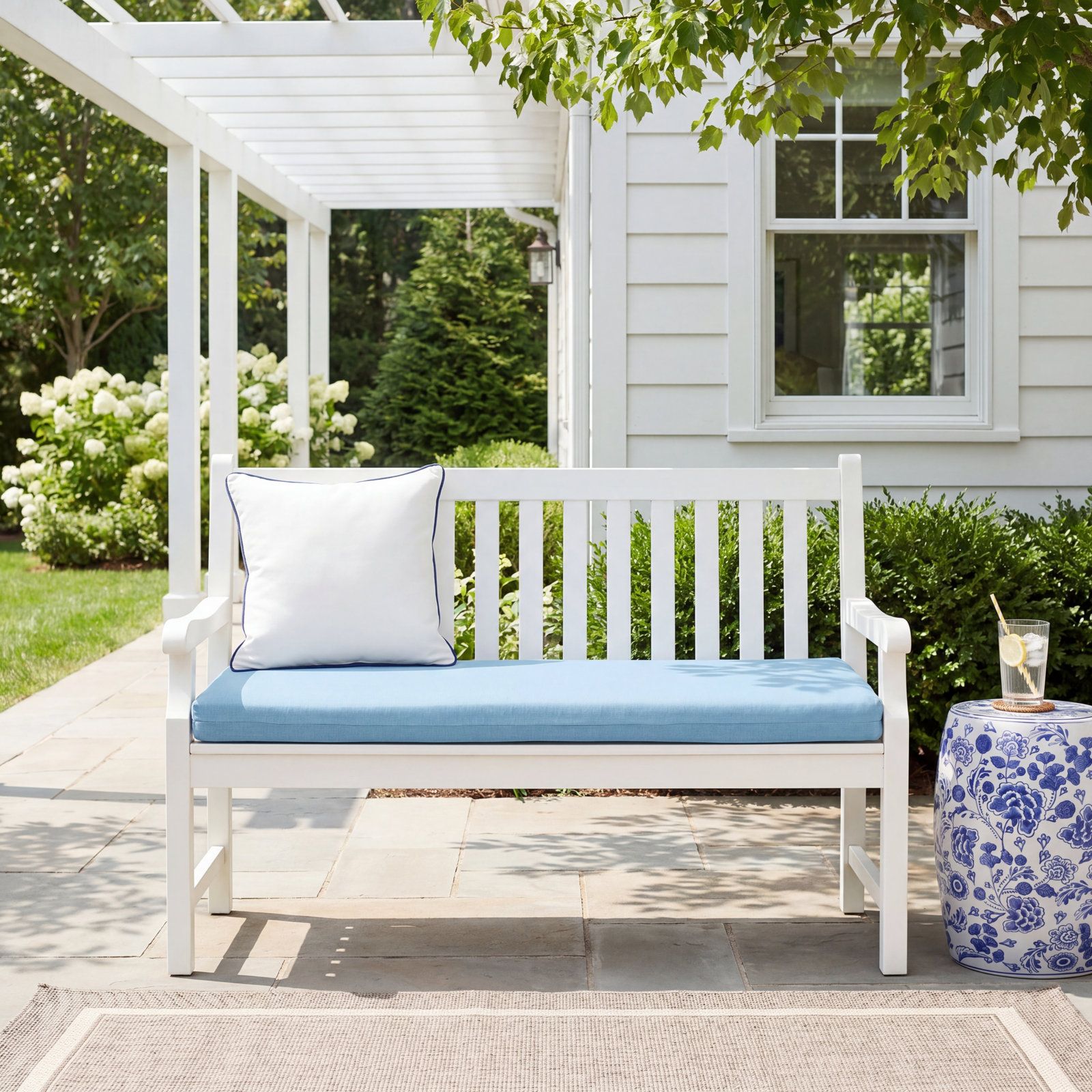 44" Sunbrella® Bench Cushion, Canvas Air Blue Sunbrella® Canvas