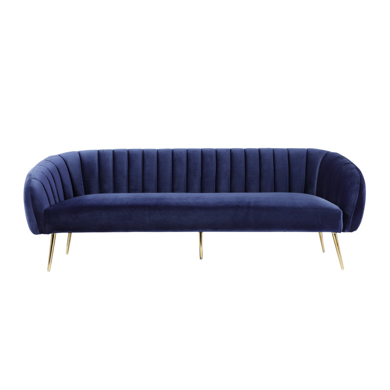 Hilda 74'' Velvet Sofa, Navy Velvet, Navy Velvet