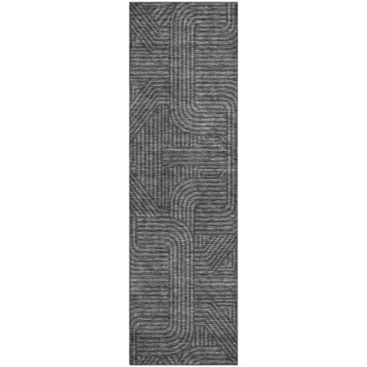 Premium Machine Washable Prisco Charcoal Rug