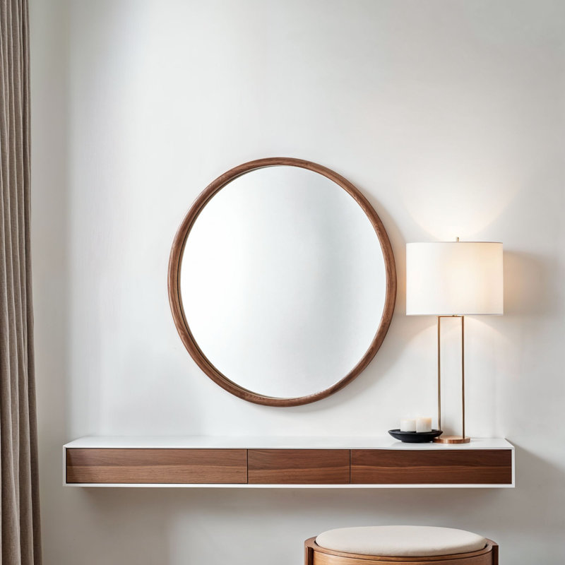 Solid Wood Mirror, 90 cm H x 90 cm W