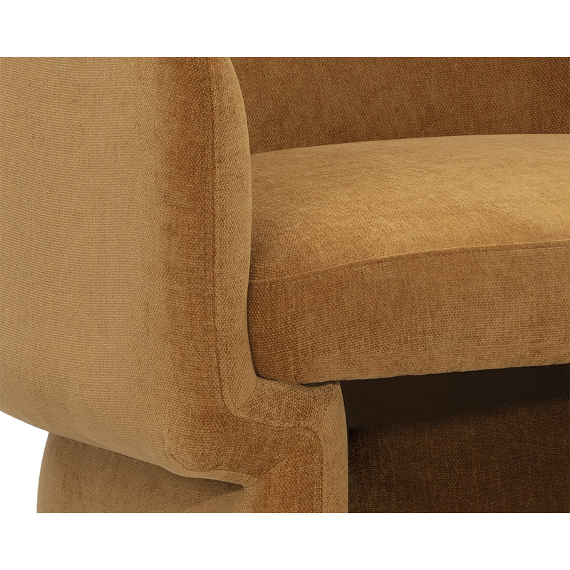 Fauteuil demi-tonneau capitonné, Danny ambre 43