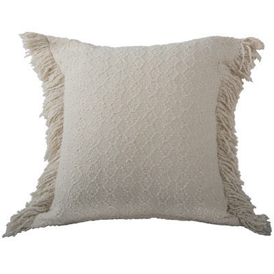 Fringed Cotton Throw Pillow