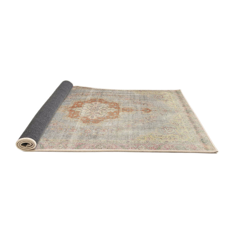 Tapis traditionnel vert / beige, Carré 5 pi