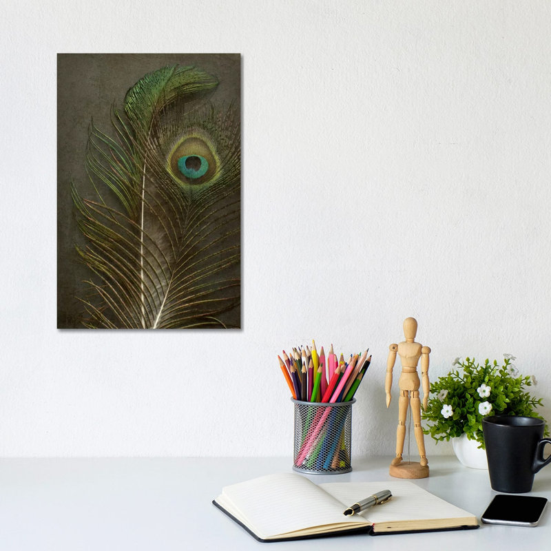 Two Peacock Feathers by Alyson Fennell - Wrapped Canvas Gallery-Wrapped Canvas Giclée, 20.32 cm H x 30.48 cm W