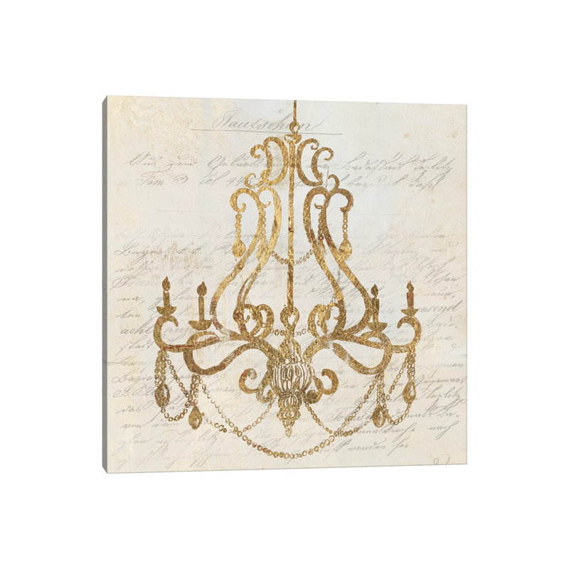 Golden Chandelier I by Aimee Wilson - Wrapped Canvas Painting, 30.48 cm H x 30.48 cm W