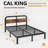Amylia Black Metal Platform Bed with 40-Inch Solid Wood Headboard, Underbed Storage, Noise-Free Support, No Box Spring Needed-2025536610-2015625704