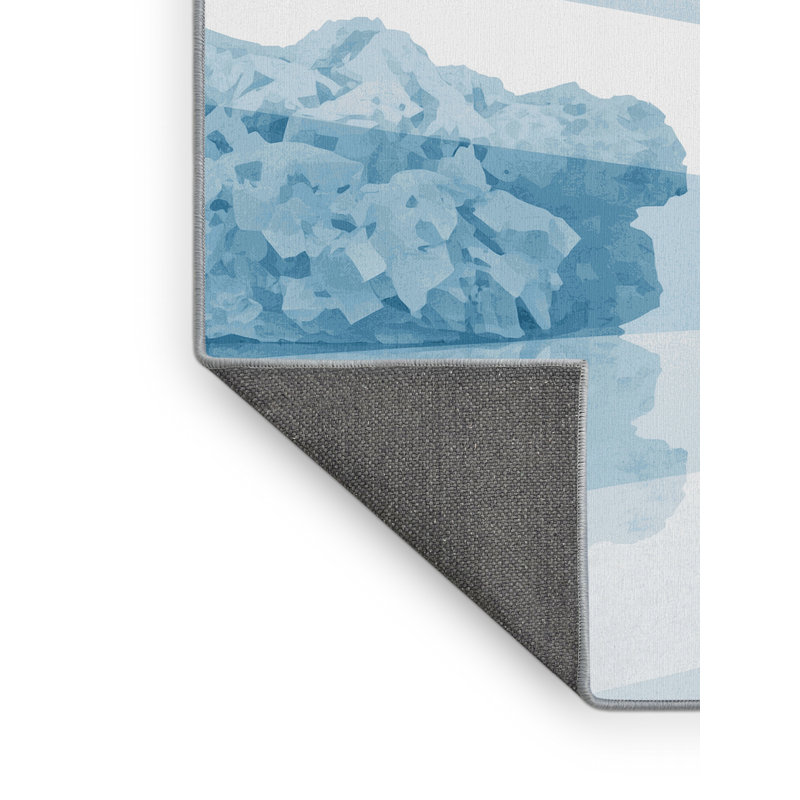 Soft Plush Rodolfo Salar Uyuni Bolivia Minimalist Area Rug in Blue – SkyBlue Binding, 7x9