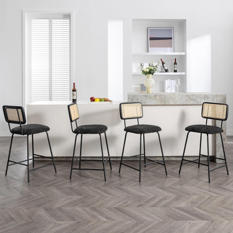 Bay Isle Home Bar Stool Set, Black, 4