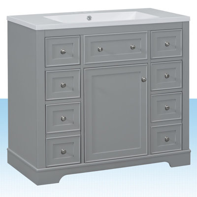 Omarius 36'' Single Bathroom Vanity with Ceramic Top