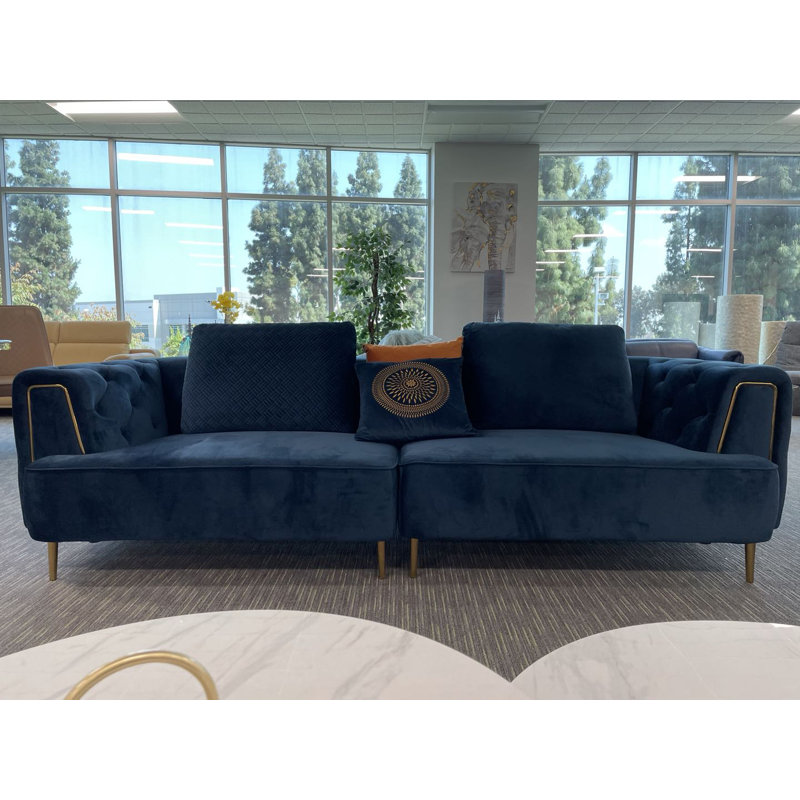 102'' Velvet Sofa, Royal Blue Velvet