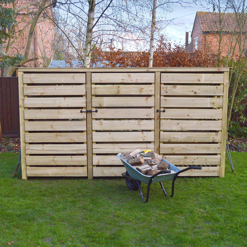 Urbanna 340cm W x 74.5cm D Solid Wood Log Store, Light Green