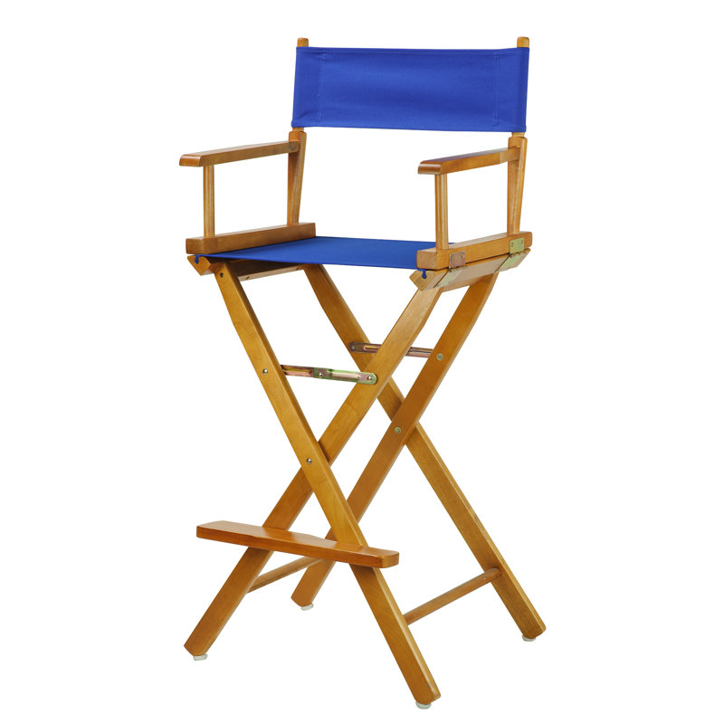 30" Folding Director Chair with Canvas, Royal Blue, Honey Oak