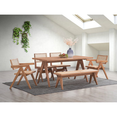 Ensemble de chaise de patio en rotin et finition naturelle 6 pièces Valentina
